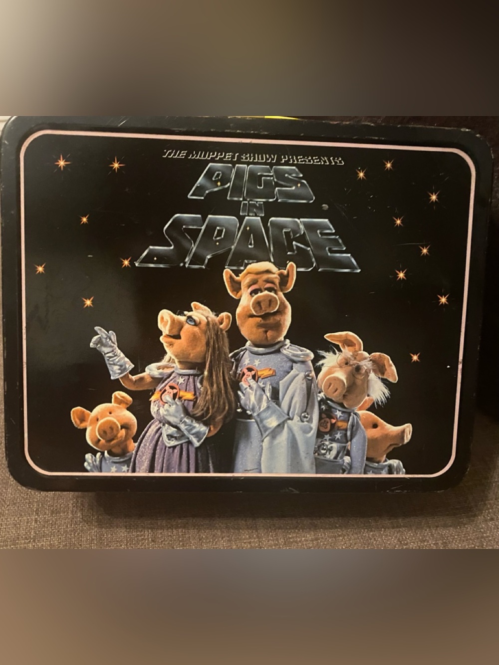 The Muppet Show Vintage 1977 “Pigs in Space" Black Collectible Lunchbox
